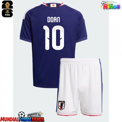 Camiseta Japón Ritsu Doan #10 Primera Equipación Replica Mundial 2026 para niños mangas cortas (+ Pantalones cortos)